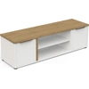 Image de CALICOSY - Meuble TV 2 portes et 2 nichesReproduction chêne et blanc L135 cm - ACCESS