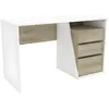 Image de Les Tendances - Bureau 3 Tiroirs 127x55x77 Cm Blanc Et Chêne Brossé