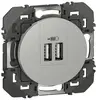 Image de Double prise USB LEGRAND Dooxie alu