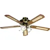 Image de Ventilateur De Plafond 60w Ø132cm   5 Pales En Mdf Fsc   Moteur Laiton Antique   Sélecteur 3 Vitesses   Luminaire 3 Tulipes E27   Farelek