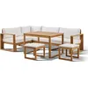 Image de Salon de jardin d'angle modulable - Bois d'acacia - 6 personnes - LEVATA DINING - Blanc cassé + Housse
