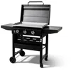 Image de Brasero By Favex - Plancha Gaz Sur Chariot Stellar 700 - 3 Brûleurs   12 Kw   Plaque Inox 69,5 X 44 Cm   Jusqu'à 12 Convives   Tablettes Rabattables, Roues Et Capot