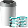 Image de Pack Panier à couches + 6 Tommee Tippee Sangenic Simplee Boîte à couches recyclable + 6 Tommee Tippee Sangenic Simplee Boîte à couches recyclable, blanc/gris