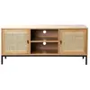 Image de CALICOSY - Meuble TV 2 Portes avec Cannage Rotin et 2 Niches L120cm - JAYA