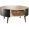 Image de CALICOSY - Table Basse Ronde 2 Niveaux Flancs Métal Noir Dia 80cm - EKLO