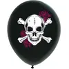 Image de Sachet de 8 ballons noirs Tête de Mort & Roses fuchsia