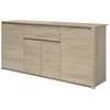 Image de Buffet bas 4 portes + 1 tiroir - panneau de particules - Chêne Dakota - Betty - 185 x 46 x 85,5 cm