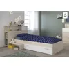 Image de Lit + ensemble tête de lit avec rangement - acacia clair et blanc