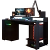 Image de Bureau de jeu à LED, noir mat, 152 x 61,5 x 87 cm