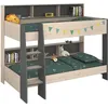 Image de Lits superposés pour enfants - Chêne Jackson et Gris Ombre - Boxspring inclus - 2 x 90 x 200 cm