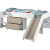 Image de Lit avec toboggan pour enfants - Blanc et Chêne Jackson - Boxspring inclus - 90 x 200 cm