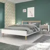 Image de Lit adulte - AALBORG - 140 x 190 cm - Blanc / Chêne - PARISOT