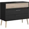 Image de Commode - AALBORG - 3 tiroirs -Reproduction Noir et chene - Style Scandinave - L90,8 x P39,9 x H77,5 cm - PARISOT