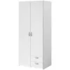Image de Armoire Varia -Reproduction blanc - 2 portes battantes + 2 tiroirs - L 81 cm x H 185 x P 51 cm - Parisot