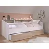 Image de Lit de jour avec 2 tiroirs 90 x 200/190 cm - Chêne mat et blanc
