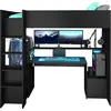 Image de Lit surélevé Gaming LevelUp 90x200cm avec table de jeu - noir
