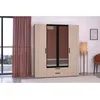 Image de Armoire - panneau de particules -Reproduction chêne et noir - 4 portes centrales - Essential - Chambre à coucher - 120,3 x 185 x 51,7 cm