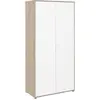 Image de Armoire de chambre à coucher - AALBORG - Blanc / Chêne - 2 portes - 100 x 50,2 x 204,3 cm