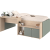Image de Lit combiné enfant 90x190/200 cm JADE - Chene / Vert céladon - Bureau et rangements - PARISOT