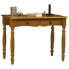 Image de Beaux Meubles Pas Chers - Table A Ecrire Pin Massif Miel 2 Tiroirs Pieds Tournés L 100 H 74.3 P 56.4 Cm - Orange