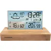 Image de THOMSON, réveil numérique météo avec capteur extérieur écran couleur double alarme, bleu / marron