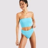Image de Bas de maillot taille haute turquoise effet froissé Manha Scrunchy XS