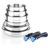 Image de ARTHUR MARTIN AM5538, ensemble de batterie de cuisine à induction, 8 pièces, en acier inoxydable : 3 poêles (20/24/26 cm), 3 casseroles (16/18/20 cm), 2 poignées amovibles, compatible lave-vaisselle