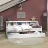 Image de Le Quai Des Affaires   Lit Gigogne Palma 90x190   Étagère Avec 3 Niches   Tiroir-lit Sur Roulettes   Structure En Panneau De Particules   Finition Blanche