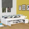 Image de Le Quai Des Affaires - Lit Tess 90x190 + Chevet + Étagère + Rangement / Blanc/ 195x97x49 Cm