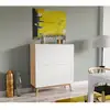 Image de Le Quai Des Affaires - Meuble De Rangement Home 4 Portes / Décor Blanc Et Chêne Blanchi/ 100x42x120