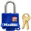 Image de Master Lock 312eurd Cadenas En Acier Laminé À Clé Et Protection Thermoplastique, Bleu, 7,3 X 4 X 2,5 Cm
