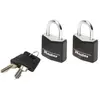 Image de Master Lock 9120eurtblk Lot De 2 Cadenas À Clé En Aluminium Massif Recouvert De Vinyle, Noir, 2 X 3,4 X 1,4 Cm