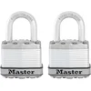 Image de Master Lock Cadenas Haute Sécurité [a Clé] [acier Laminé] [extérieur] [pack De 2] M1eurt - Idéal Pour Les Remises, Les Garages, Les Clôtures Et Les Portails