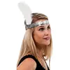 Image de Bandeau charleston sequins avec plume, argent