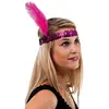 Image de Bandeau charleston sequins avec plume, fuchsia