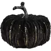 Image de Citrouille velours noire et dorÃ©e 22 cm