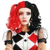 Image de Perruque arlequin avec couettes noir, rouge