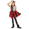 Image de Costume arlequin avec froufrou - noir, rouge - enfant - 7/9 ans