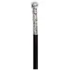 Image de Canne noire avec pommeau argent 92 cm