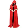 Image de Cape velours longue avec capuche, rouge