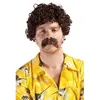 Image de Perruque et moustache LUCIEN, courte frisÃ©e, marron