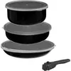 Image de Set de casseroles avec poignée amovible et couvercles en silicone, 6 pièces