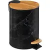 Image de 5five Simply Smart Poubelle Lea, Poubelle à cosmétique avec Soft Close, fer blanc, plastique, bambou, noir marbré, 3 L, 174995B