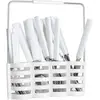 Image de Set de couverts pour 6 personnes avec support, acier inoxydable, blanc