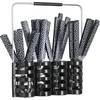 Image de Set de couverts pour 6 personnes avec support, acier inoxydable, noir