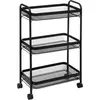 Image de 5five Simply Smart Étagère sur roulettes 3 niveaux en métal plastique noir 79cm x 46,5cm x 26,5cm