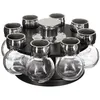 Image de 5five Simply Smart - 8 Pots À Épices Avec Présentoir Rotatif - D 21 Cm X H 12,4 Cm - Noir - Livraison Gratuite