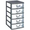 Image de 5five Simply Smart - Rangement 5 Tiroirs - 12,8 X 15,8 X 25,6 Cm - Plastique - Gris - Livraison Gratuite