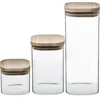 Image de 3 bocaux en verre empilables « hermet » avec couvercle en bois - 5 five simply smart