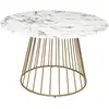 Image de Table à manger « rayo » blanche avec effet marbre doré, diamètre 120 cm - Atmosphera créateur d'intérieur
